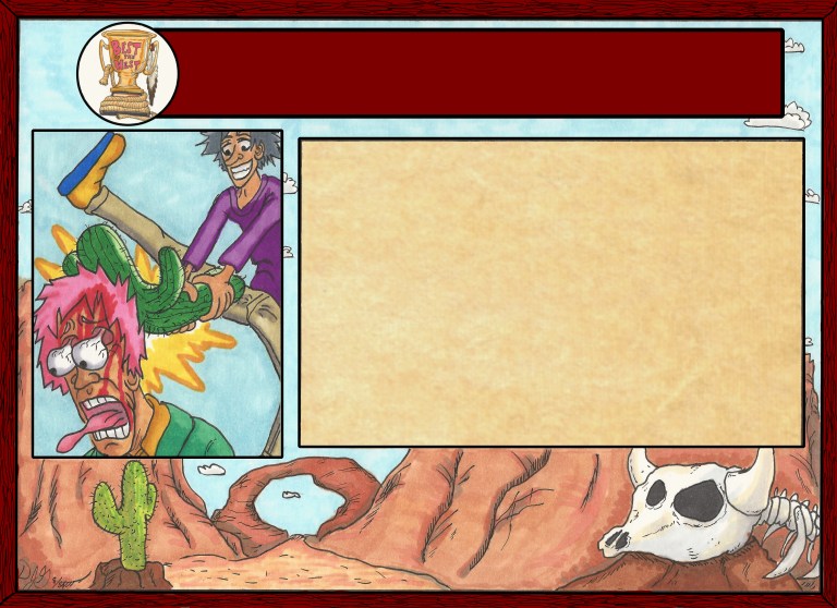 Coloring with alcohol markers, line art with multiliner ink. This piece is an example of the cards used during gameplay, without text added.